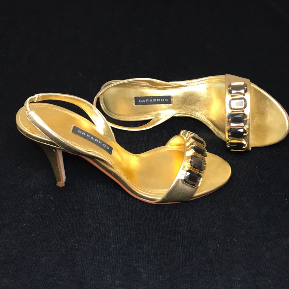 Caparros gold jeweled sling back 3” heels size 6